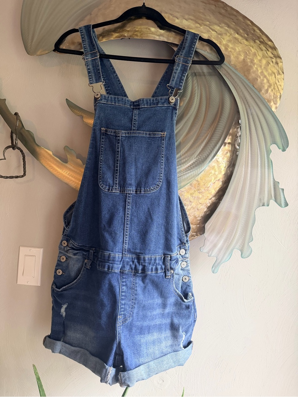 Women’s Blue Denim Short Overalls